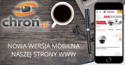 chroń.pl nowa wersja mobilna naszej strony www obrazek telefonu, kubek, laptop, długopis